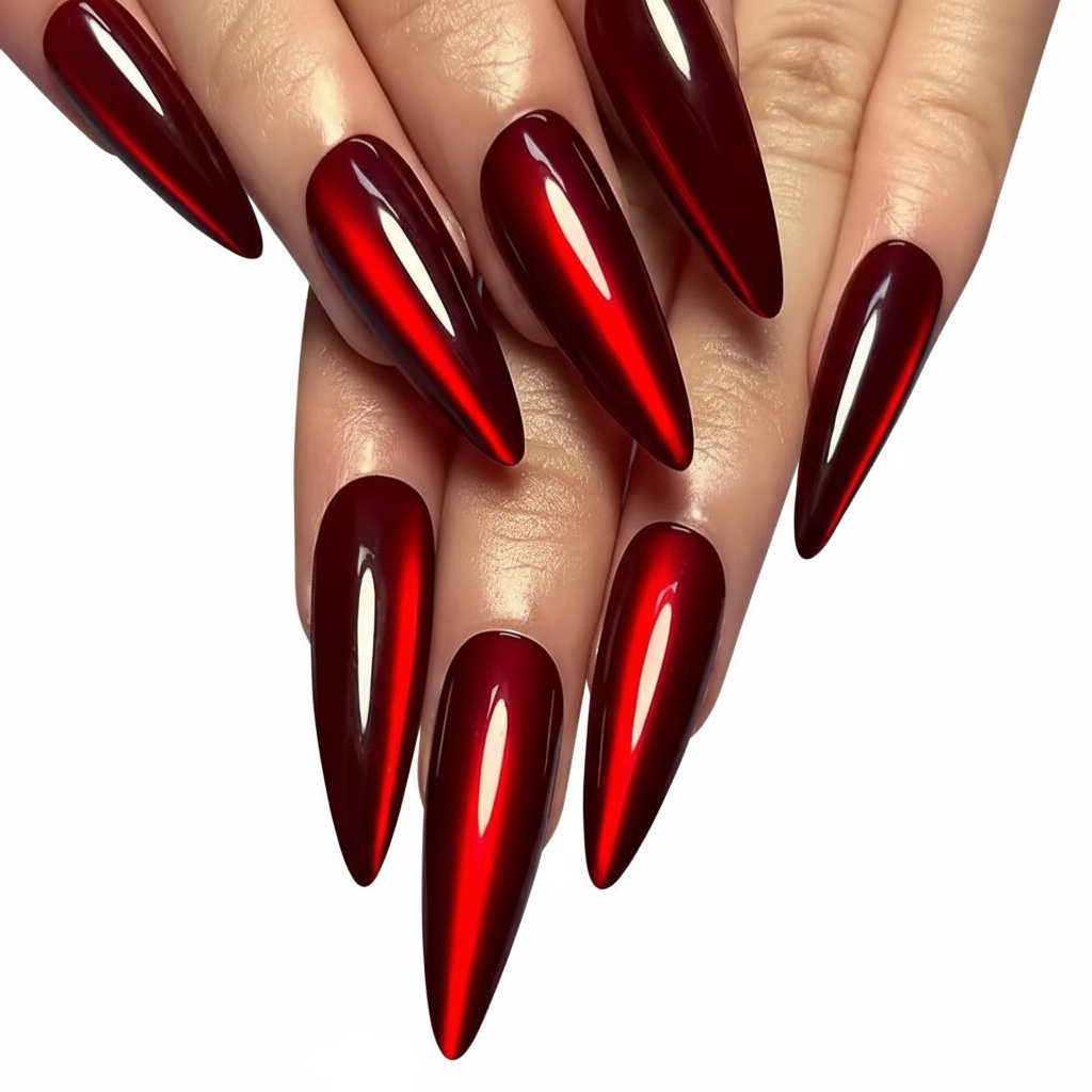 Blood Red Cat Eye Press-On Nails