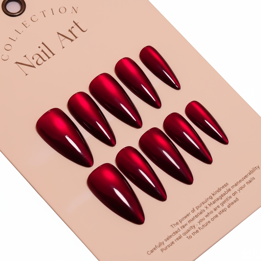 Blood Red Cat Eye Press-On Nails